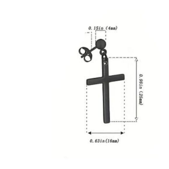 Elegant Gold Cross Earrings Stainless Steel Pierced Ears Women's Jewelry Dangle - Picture 5 of 5